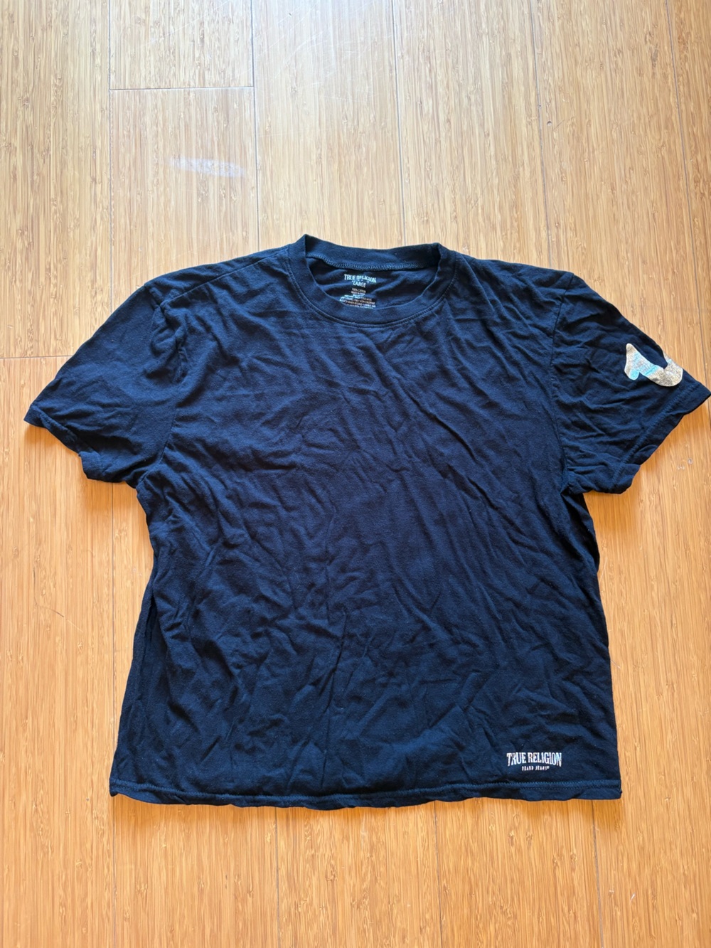 True Religion Men’s Black Logo Short Sleeve Crew Neck T-Shirt Size L(fits small)
